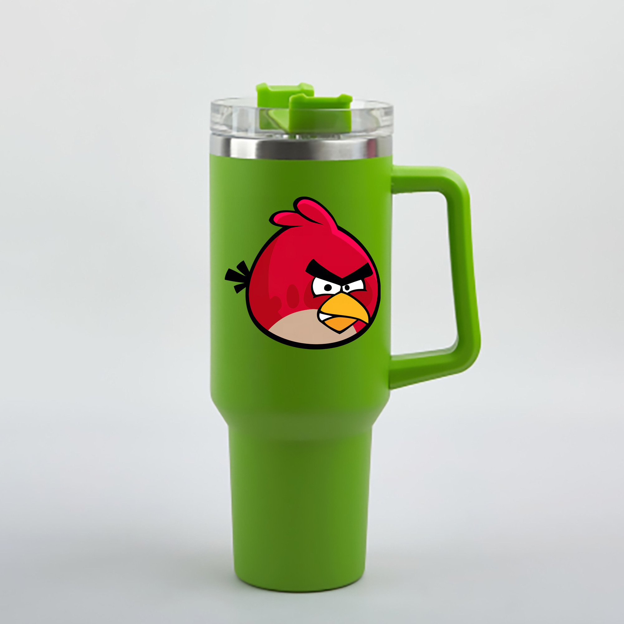 （画像用） Angry Birds アングリーバード 1200mL車用タンブラー - クリスタルステッカー（プラスチックストロー付き）